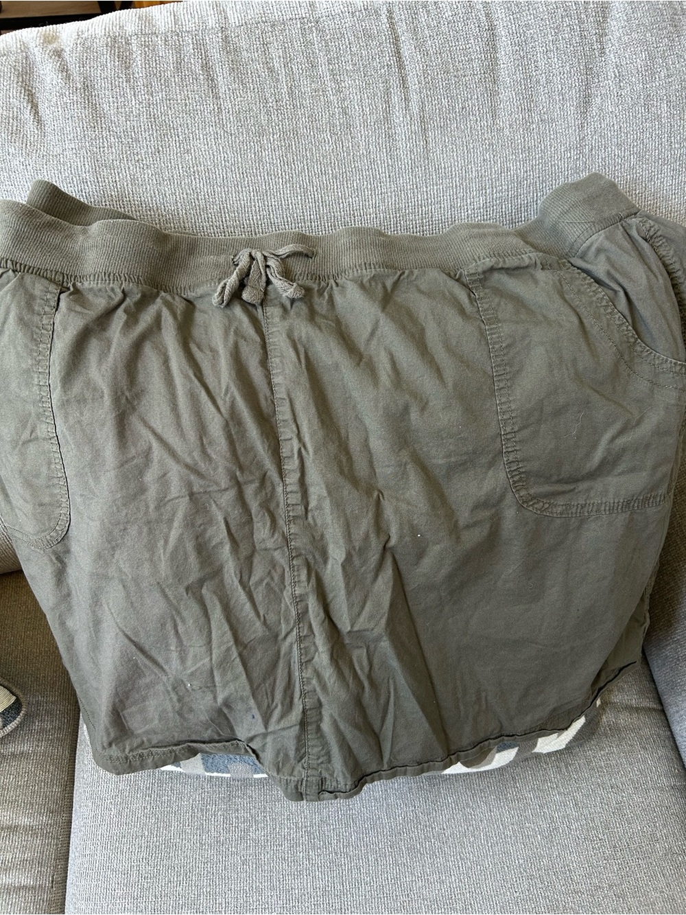 Casual Drawstring Skirt in Olive Green